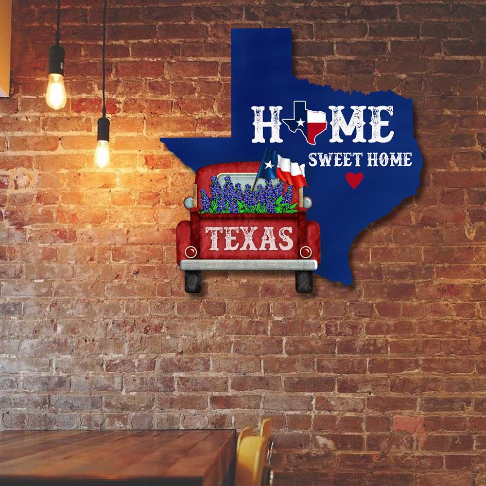 Texas Hanging Metal Sign Home Sweet Home