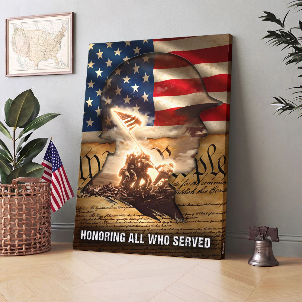 American Flag Canvas Wall Art, Patriotic Painting Military Veteran Decor