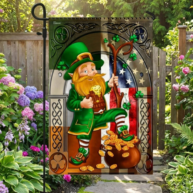 Happy Saint Patrick's Day Irish American Flag