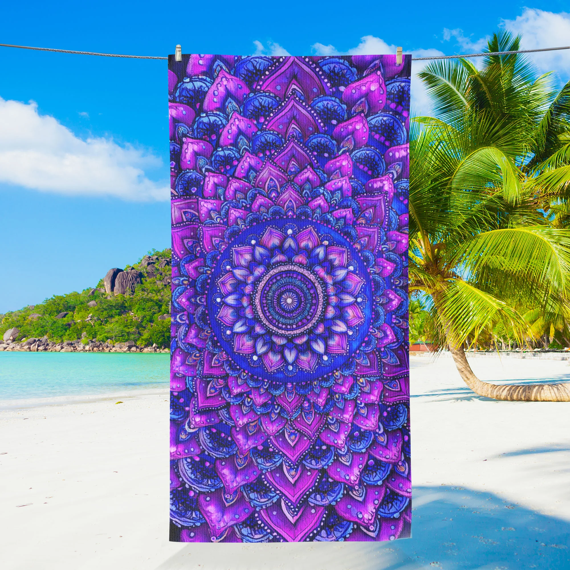 Purple Mandala Bohemian Beach Towel