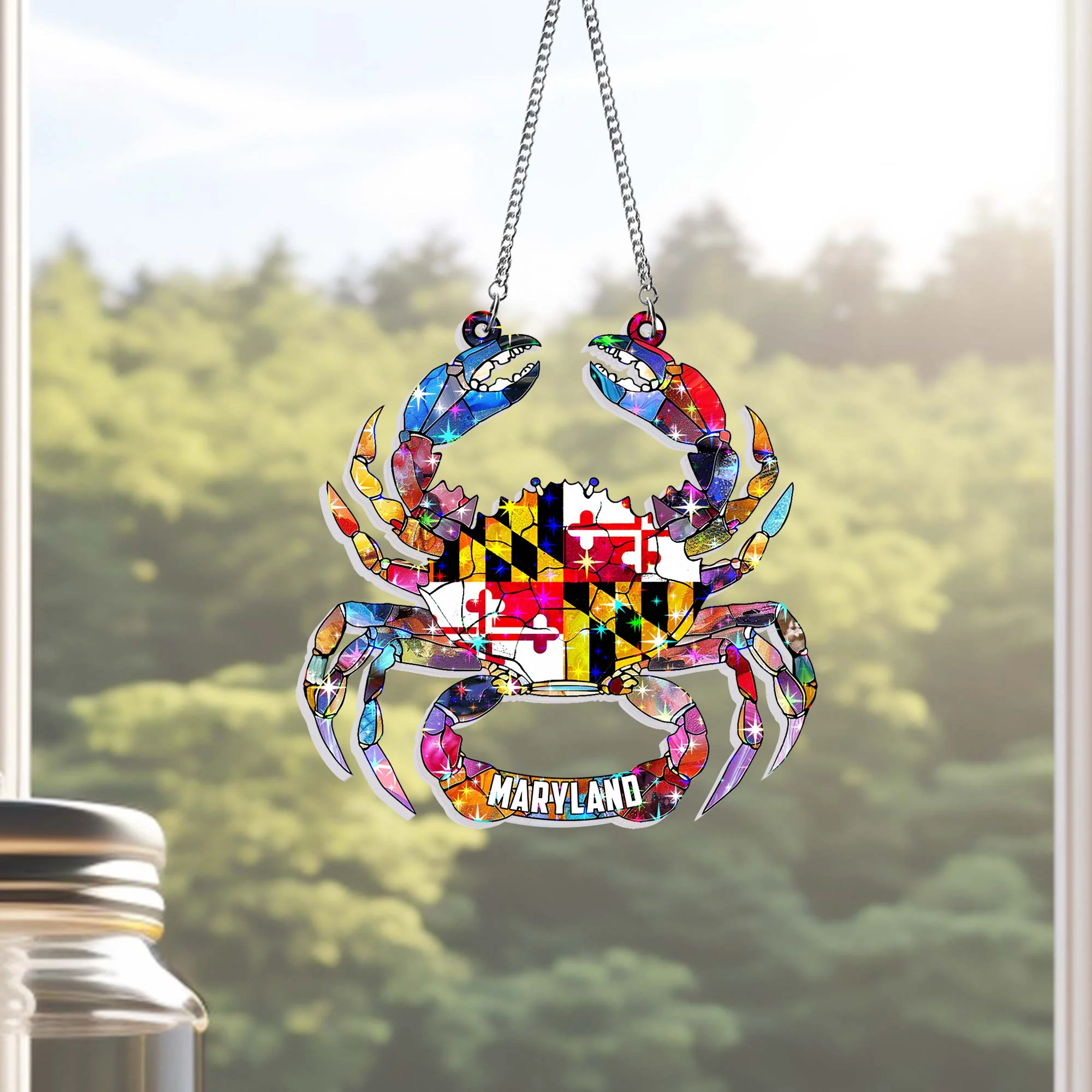 Maryland Crab Hologram Window Hanging