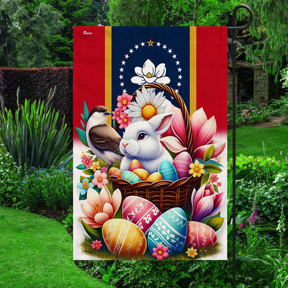 Bimipi  Mississippi Easter Day Bunny Eggs Flag