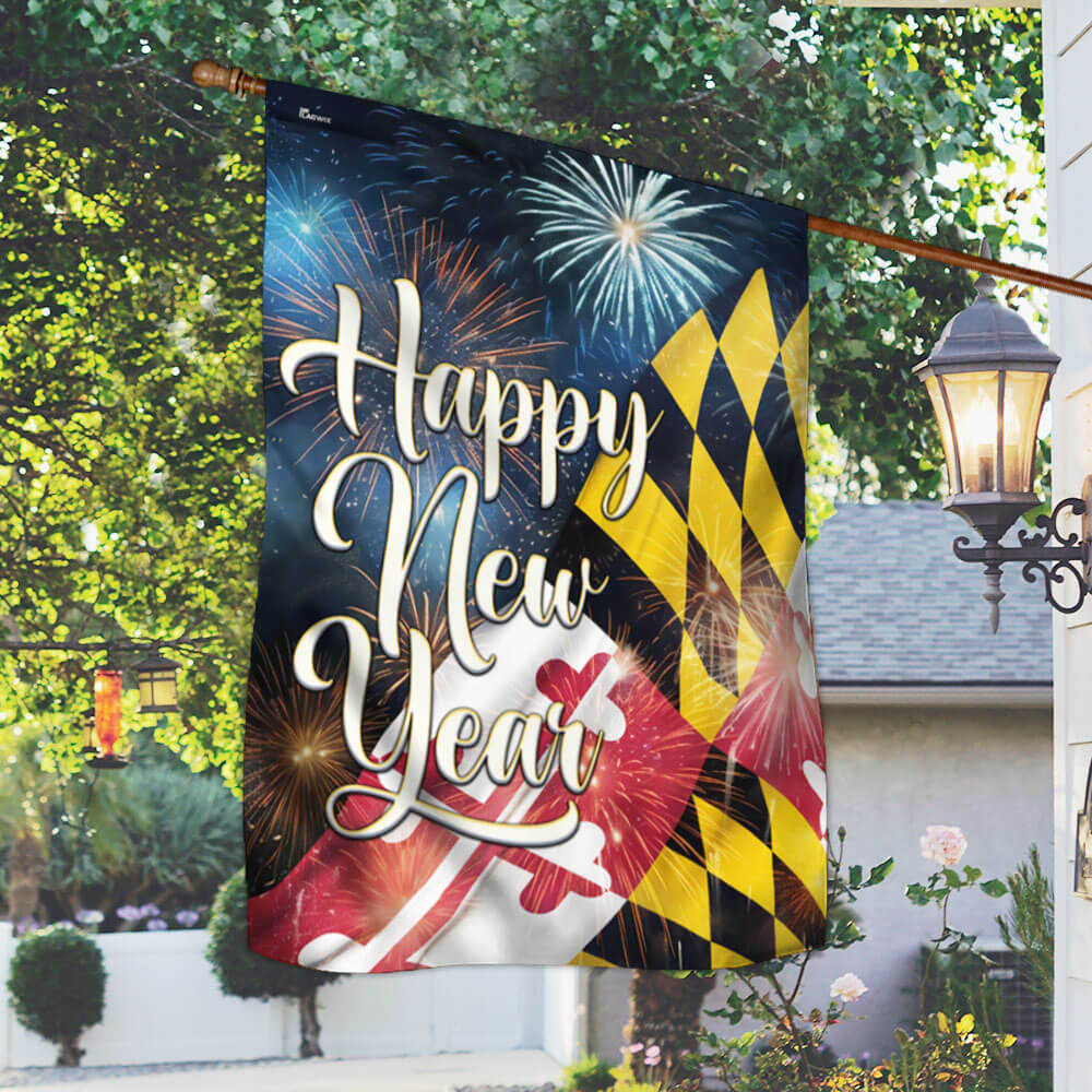 Happy New Year Maryland Flag