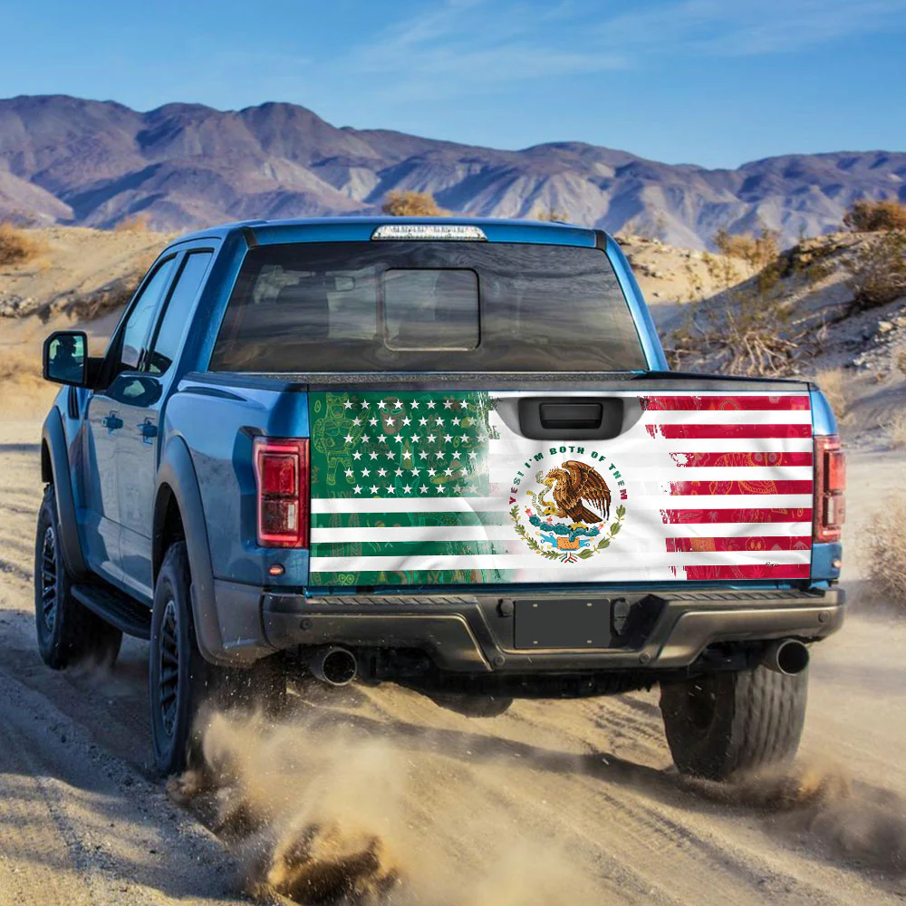 Mexican American Truck Tailgate Sticker Proud Both Of Them