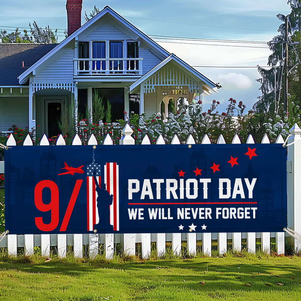 911 Patriot Day 9/11 September 11 Attacks Twin Towers Never Forget Fence Banner
