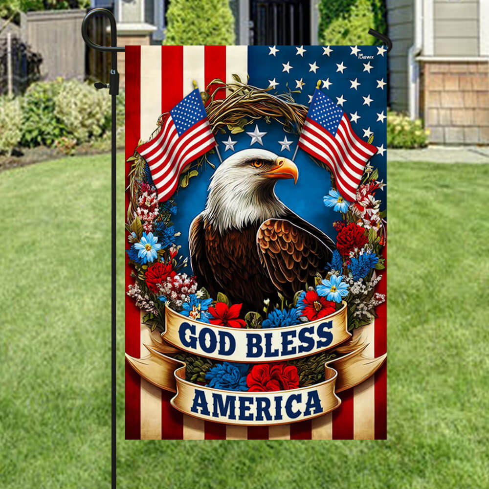 Bimipi American Flag - Eagle Patriotic Wreath American God Bless America Flag