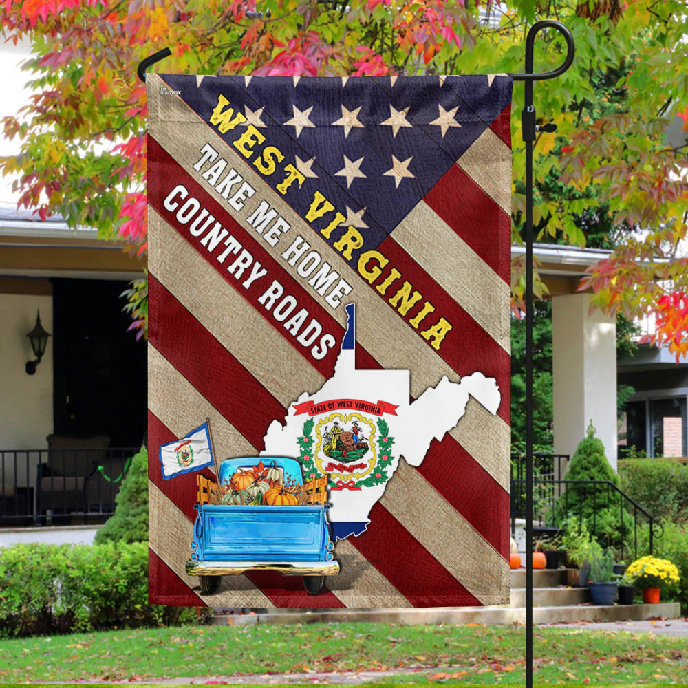West Virginia Thanksgiving Fall Truck Take Me Home Country Roads Flag