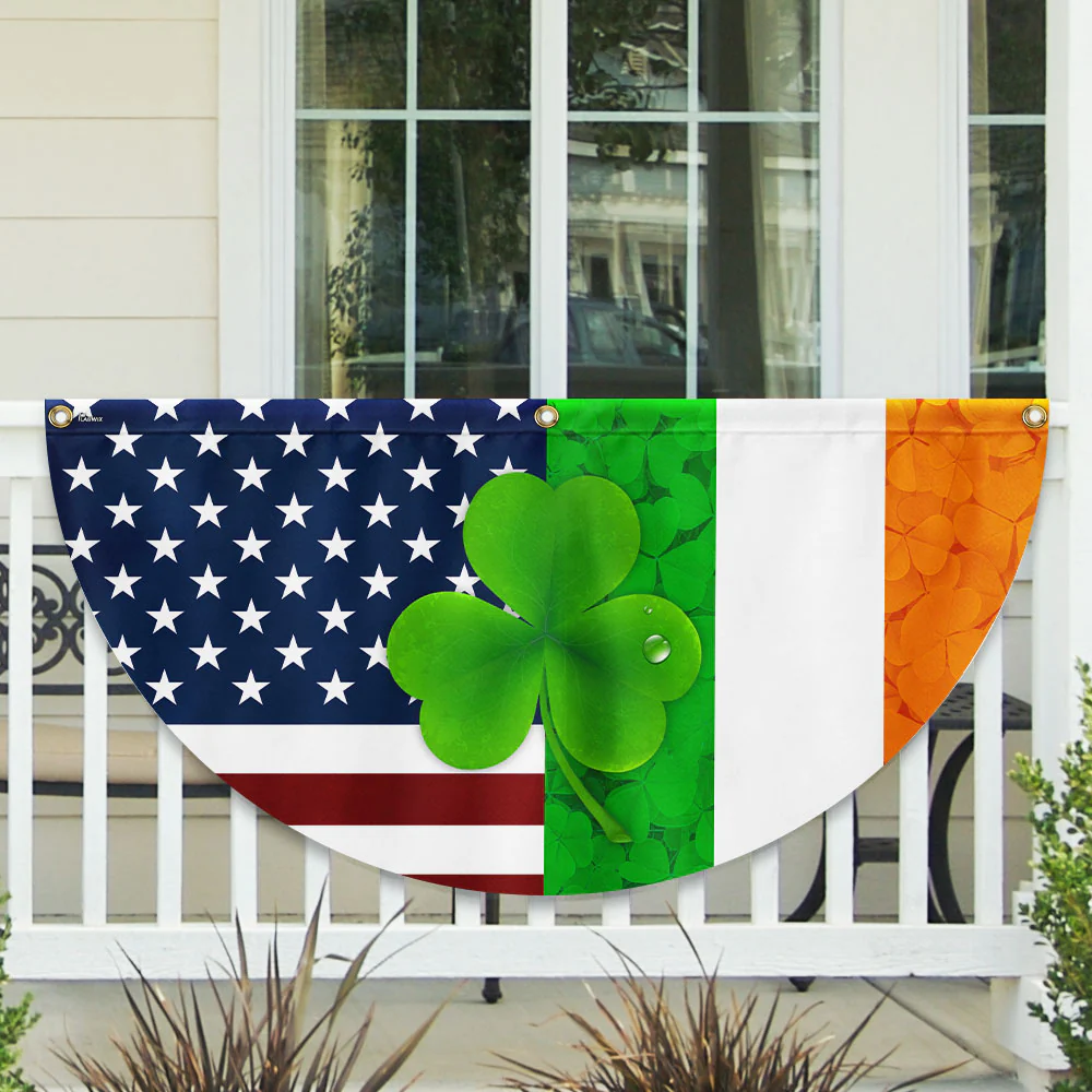Irish Shamrock American Non-Pleated Fan Flag