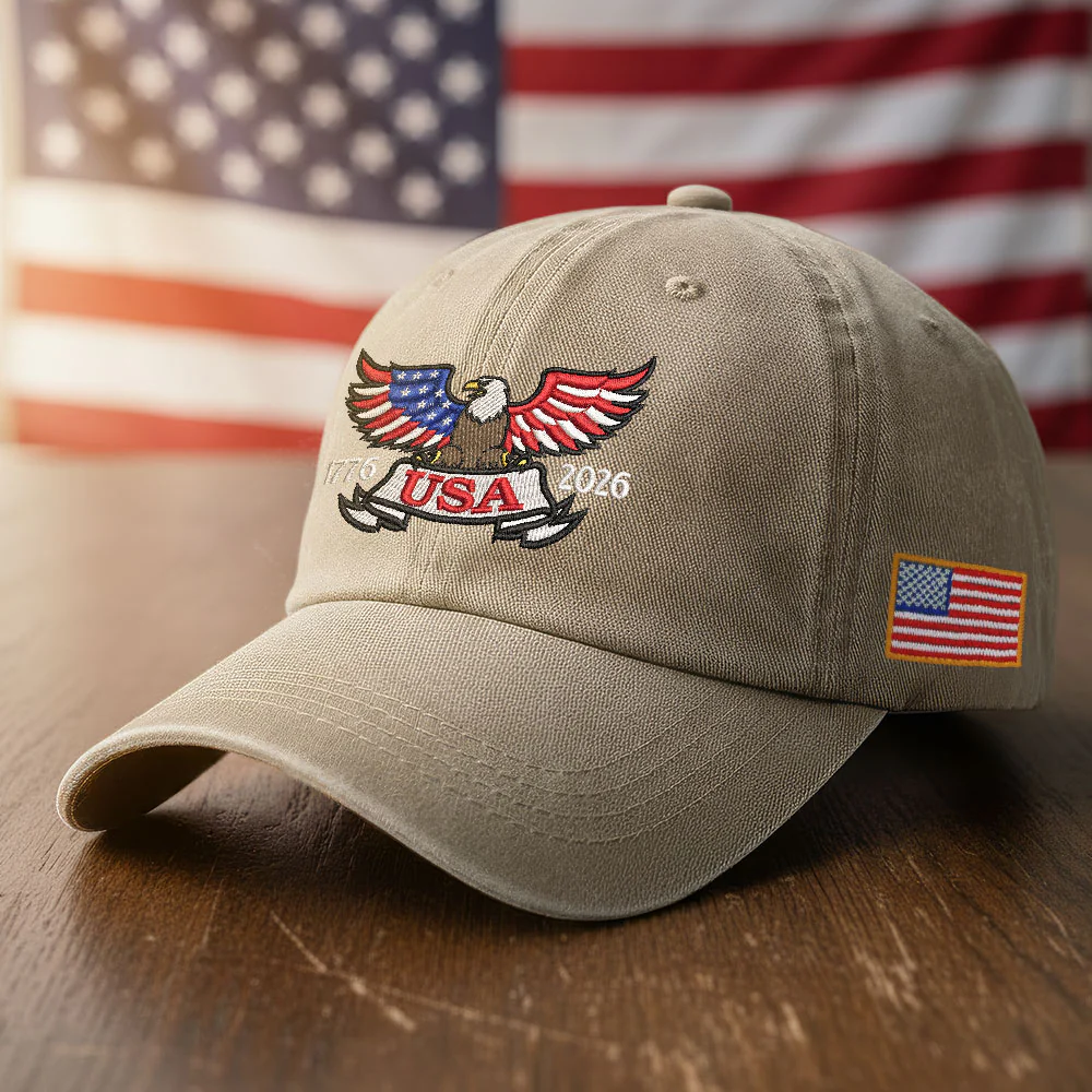 250 Years of America Patriot Washed Cap with Embroidered Eagle USA Flag