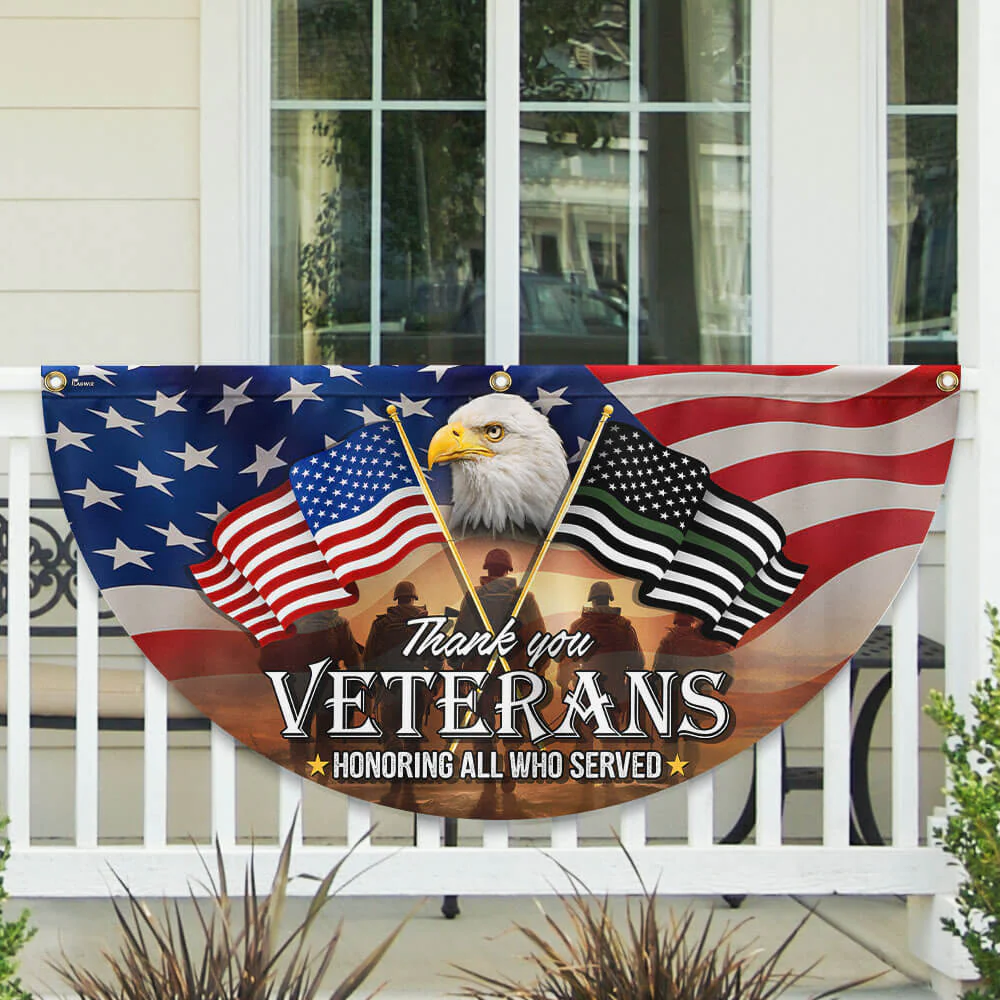 Thank You Veterans, American Eagle Veterans Day Veteran Non-Pleated Fan Flag 3-Day Shipping