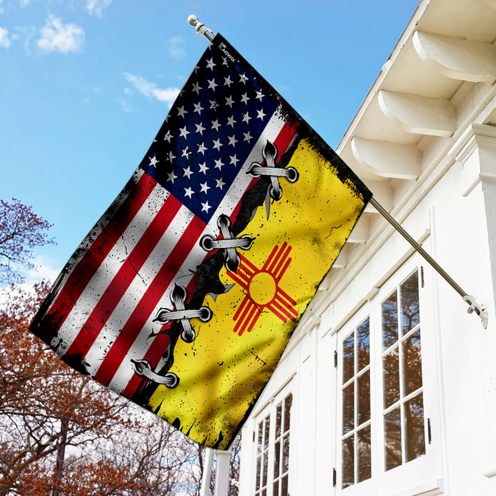New Mexico State and  America Flag