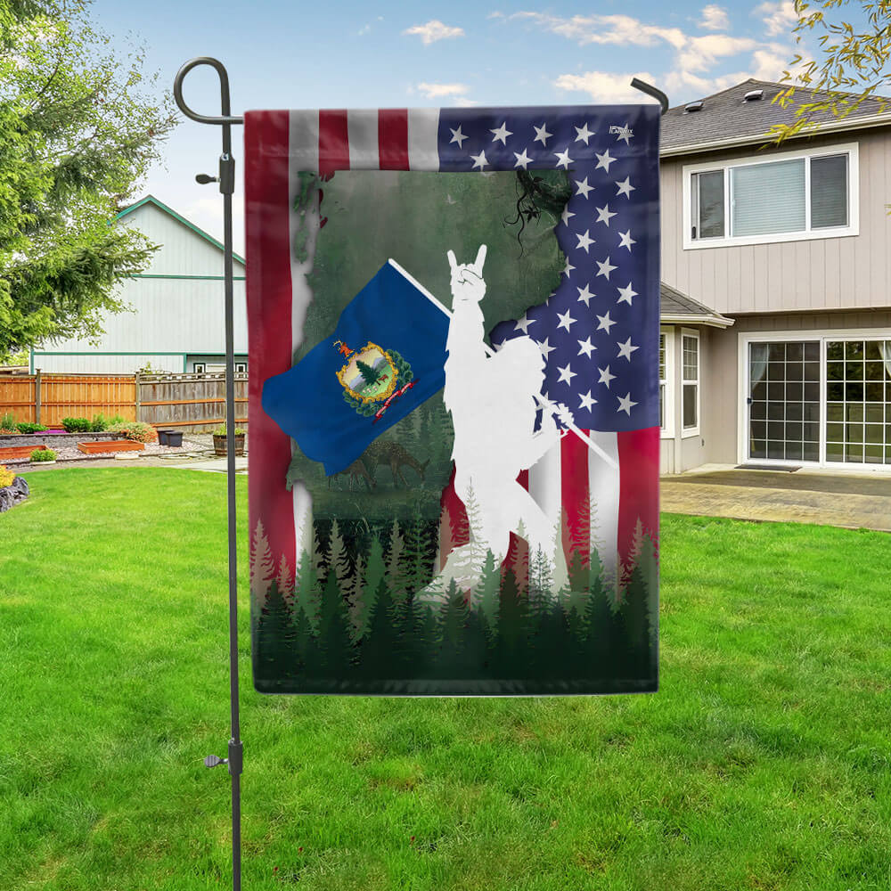 Bigfoot Sasquatch Vermont American Flag