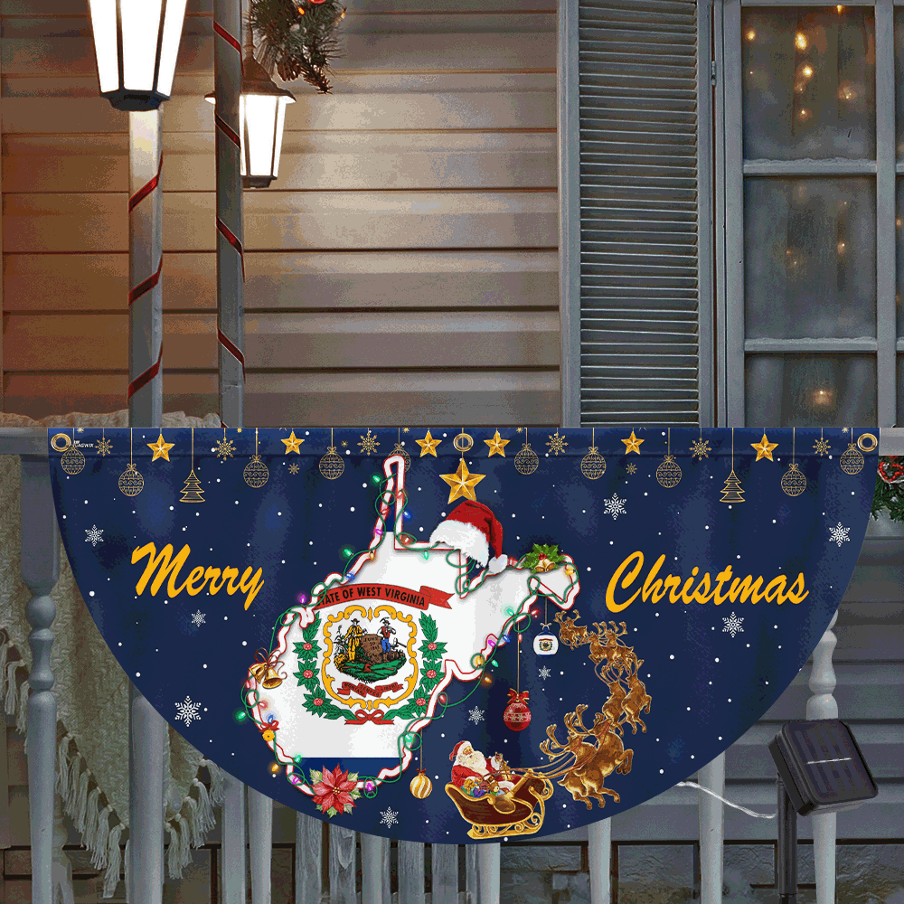 Country Roads Take Me Home Merry Christmas In West Virginia Solar Led Fan Flag