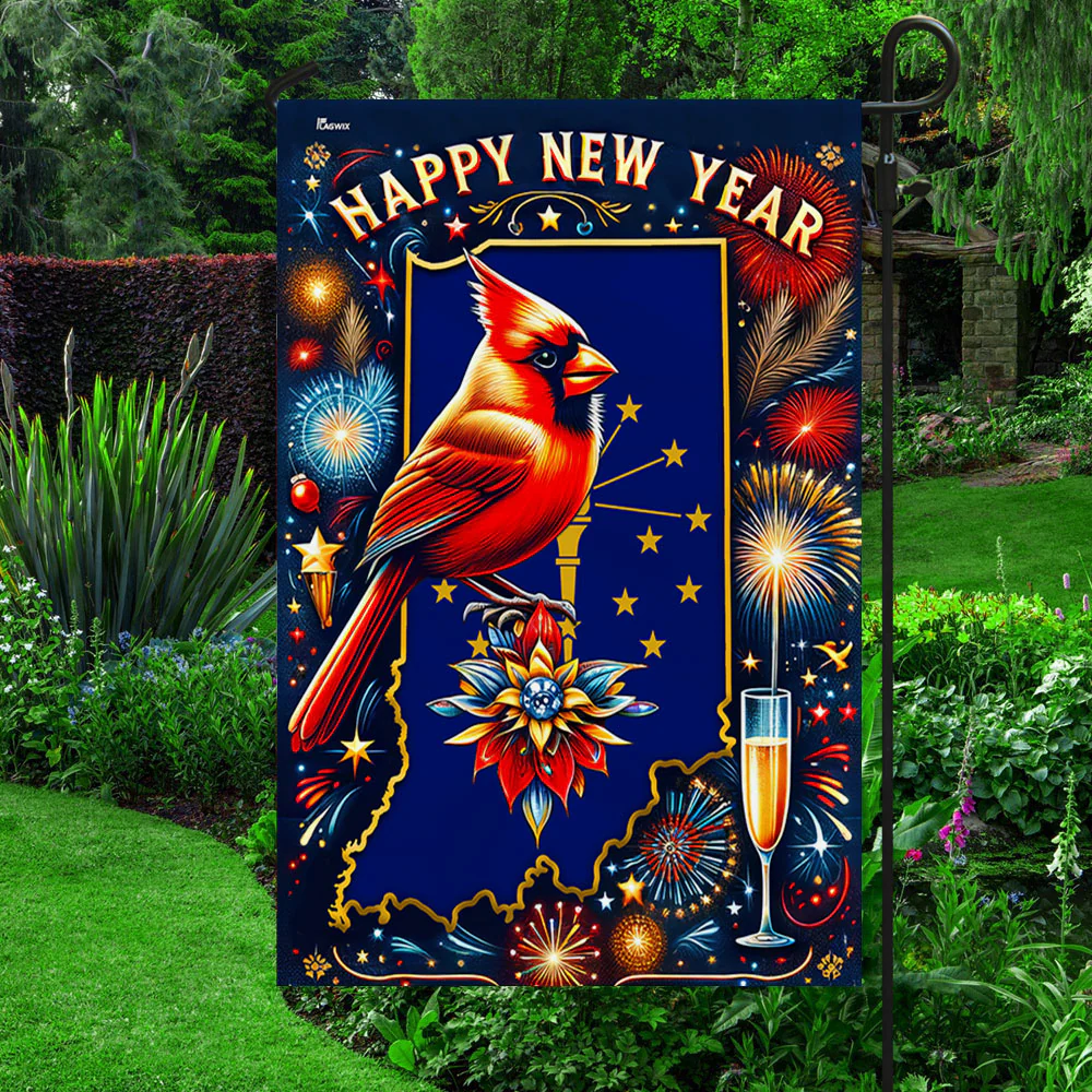 Bimipi  Indiana State Happy New Year Flag